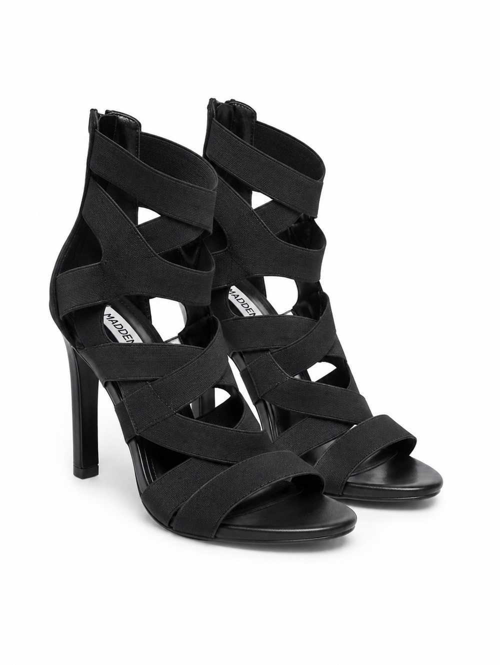 Steve Madden Strive Black Strappy Stiletto Heels Sandals Size 8.5